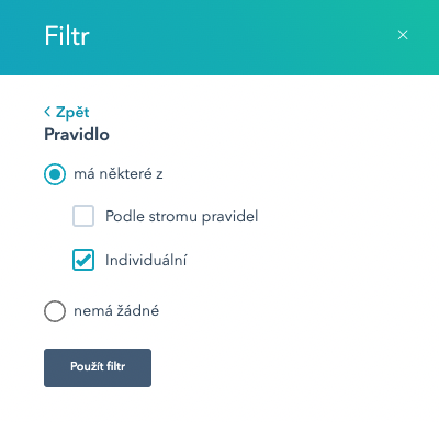 Filtrování produktů s pravidly