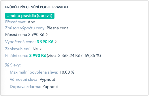 Slevy v průběhu přecenění podle pravidel