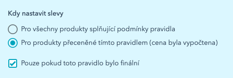 Nastavení triggeru slev