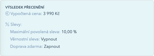 Výsledek přecenění — souhrn slev